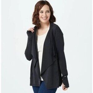 zuda Z-Sol Drape-Front Cardigan Wrap Black Large